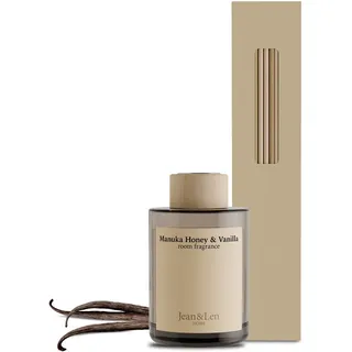 Jean & Len Scented Room Diffusor Manuka Honey & Vanilla, vegan, 100 ml | Raumduft mit Rattan-Stäbchen, sorgt 6 Wochen für ein angenehmes Dufterlebnis, sinnliche Duftkombination