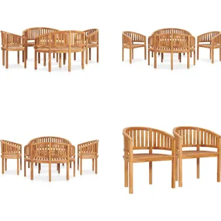 vidaXL 5 tlg. Garten Lounge Set Massivholz Teak - Garten-Lounge-Set - Garten-Lounge-Sets - Holz Lounge Set - Holz Lounge Sets - Braun