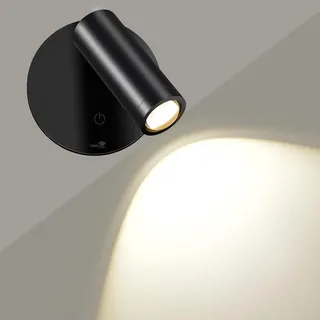 SMY Lighting LED Wandleuchte Innen, Spot Kabellose mit Akku, 3 Farbtemperaturen, Timing Funktion, Touch-und Fernbedienung, Dimmbar Strahler für Schlafzimmer Wohnzimm Wandbild, Schwarz, 1 Stück