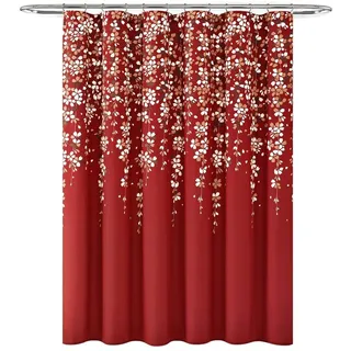 Lush Decor Duschvorhang mit Blumenranken-Motiv, 183 x 183 cm, Rot