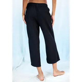 Culotte H.I.S, Damen, Gr. 48/50, N-Gr, schwarz, Obermaterial: 65% Lyocell, 35% Baumwolle, unifarben, Basic, figurumspielend ca. Mitte Wade, Hosen Culotte, weit geschnitten, in Denim Optik, Topseller