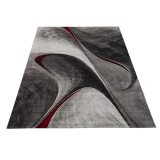 MERINOS Brilliance Webteppich 160 x 230 cm Grau/Rot