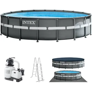 Intex Ultra Rondo XTR 549 x 132 cm inkl. Sandfilteranlage, Boden-Schutzplane, Abdeckplane, Filterpumpe, Poolleiter