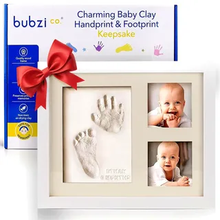 Bubzi Co Handabdruck Fußabdruck Baby Fotorahmen Set für Neugeborene Mädchen Jungen, personalisiertes Baby Geschenk, Fotoalbum Baby, Andenkenbox, Wanddekoration für Zimmer und Kinderzimmer