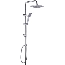 Bild von Edelstahl Duschsystem ohne Duscharmatur Chrom Duschset Überkopfbrauseset mit ABS Kopfbrause 20x20cm