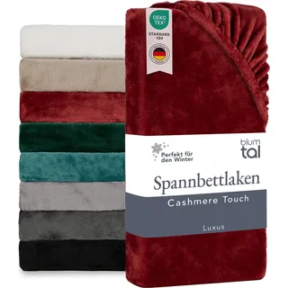 Blumtal Spannbettlaken Cashmere Touch 120 x 200 cm Plüsch - Mikrofaser Spannbettlaken warm 120x200 - flauschige Bettlaken - warme Spannbettlaken Rot - Dunkelrot