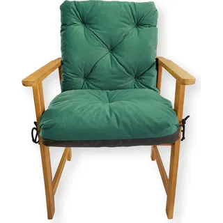 4L Textil Hochlehner Auflagen Gartenstuhlauflagen Sitzauflagen Hochlehner Auflagen Niedriglehner Gartenstuhl Auflage (50x70x50, Grün) - dunkelgrün