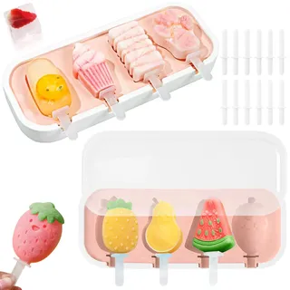 poraceous 2 Stück Eiscreme Form-Cake Pop Ice Lolly Mould, Eisformen Eis am Stiel Silikon, BPA Frei Kuchen Eis am Stiel Backform, Selber Machen Dessert Formen, Cakesicles Silikonform mit Deckel