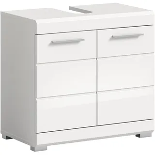 xonox.home Waschbeckenunterschrank mit Türen 60 x 56 x 34 cm Front Weiß Hochglanz FSC®