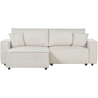 Beliani Ecksofa Beige Stoffbezug L-förmig 3-Sitzer KARILA Stoff Hellbeige mit Stauraum rechtsseitig