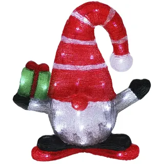 Wellhome Weihnachtswichtel Mit 40 Led-lichtern Und Timer 35x15x40 Cm - Red / White - One Size