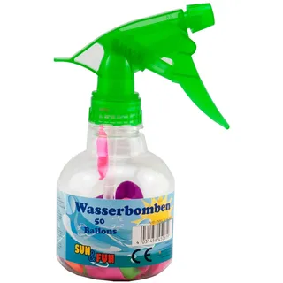 WASSERBOMBEN 1 x 50 Stück inkl. Sprühflasche zum befüllen Sommer WASSER Spaß