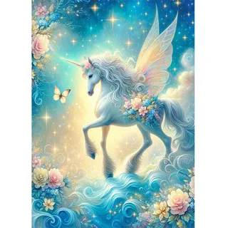 JICFDAO Diamond Painting Einhorn 30x40cm Malen nach Zahlen Einhorn Diamond Painting Tiere Diamant Malerei Pegasus Anfängerfreundlich Entspannendes Hobby Decor für Schlafzimmer Arbeitszimmer Wohnzimmer