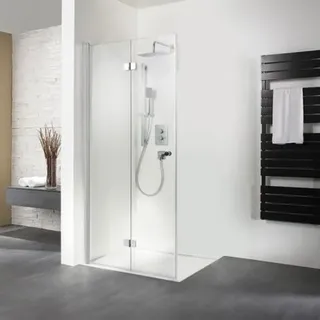 HSK Exklusiv Drehfalttür für Seitenwand, Größe: 75 x 200 cm, Anschlag links, 407075-L-ST-50edelglas, Duschkabine: Standardfarben: ESG klar mit Edelglas