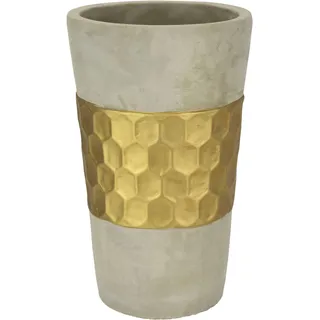 I.GE.A. Dekovase »Goldverzierte Blumenvase« Vase Zylindervase mit goldener Struktur grau gold Betonoptik Tischvase, goldfarben