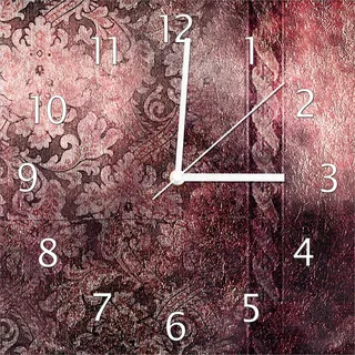 Wallario Design Wanduhr Schnörkelmuster in rot aus Echtglas, Größe 30 x 30 cm - Rot