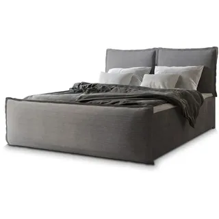 masseno Boxspringbett Monta 140x200 cm mit Matratze und Topper, Polsterbett mit Bettkästen Grau LINCOLN 85 - Grau