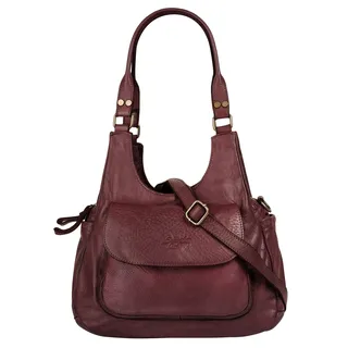 Umhängetasche SAMANTHA LOOK, Damen, Gr. B/H/T: 37cm x 18cm x 13cm onesize, rot (bordeaux), Leder, leicht glänzend, unifarben, Taschen Umhängetasche, echt Leder, Made in Italy