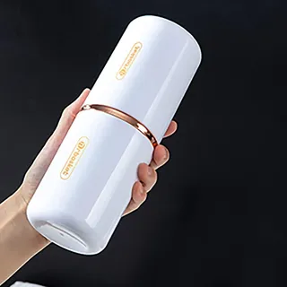 Reise-Zahnpasta-Behälter Reise-Zahnbürsten-Set große Kapazität PET-PP tragbarer Zahnbürstenhalter Reise-Zahnpasta-Behälter weiß und gold