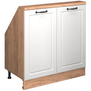 Vicco Dachschrägenschrank Rion Weiß Landhaus mit 2 Türen , Weiß, Eichefarben , Holzwerkstoff , 1 Fächer , Rechteckig , 80x83.8x46 cm , Kleinmöbel, Kommoden, Kommoden