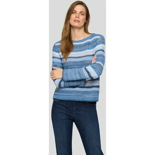 Strickpullover RABE, Damen, Gr. 48, pazifik, Strick, Obermaterial: 50% Baumwolle, 50% Polyacryl, gestreift, regular fit normal, Rundhals, gerader Abschluss, Pullover Strickpullover, mit Streifen Muster