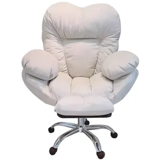 Relaxsessel mit Aufstehhilfe Gaming Rückenlehne Lazy Sofa Heimbüro Schreibtischstühle für Wohnzimmer, Gaming-Stühle bequeme Büro-Schreibtischstühle Sessel für Schlafzimmer (Farbe: Beige mit Fußstütze)
