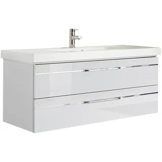 Pelipal Waschtischkombi Balto, Weiß, Weiß Hochglanz, Metall, 2 Schubladen, 123 cm, Made in Germany, hängend, Typenauswahl, Badezimmer, Waschbecken & Armaturen, Waschtische