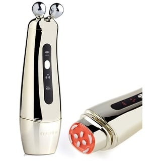 Beautifly B-Booster Aura Golden Anti Aging Skincare, Dermaroller 2 MHz, Massage Visage Avancé Avec Technologie DMA und EMS, Derma Roller, Appareil Massage Visage, Anti Falten