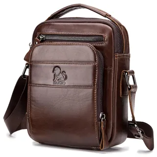 BAIGIO Leder Umhängetasche Herren Schultertasche Vintage Männer Tasche Crossbody Bag Herrentasche zum Umhängen Ledertasche mit Verstellbarem Gurt für Business Arbeit Reise