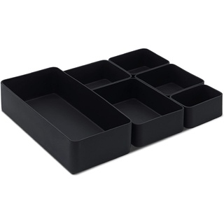 UNCLUTTERED DESIGNS Das Nest Minimalistisch schwarze Bambus Aufbewahrungsboxen, flacher Schubladen Organizer perfekt für Ihren Nachttisch, Büro Schreibtisch, Schmuck, Make-up, Badezimmer