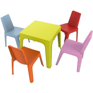 resol Kinder Julieta Set von 4 Stühle und 1 Tisch, Kunststoff, Polypropylen, Mehrfarbig, 60 x 51 x 78 cm, 5 Stück