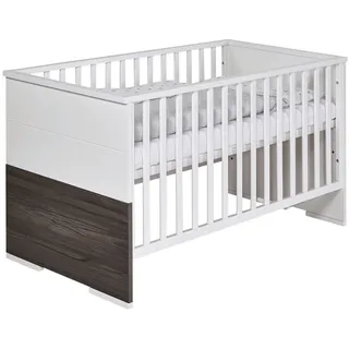 Schardt Kombi-Kinderbett 70x140 -Gitterbett Babybett Schlupfsprossen-Weiß/Fleetwood