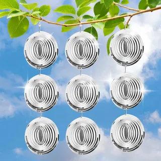 3 Stück Reflektierende Vogelabwehr Windspiele Runden, 3D Windspiel aus Edelstahl, Taubenabwehr Windspiel Gegen Tauben, Spatzen und Vögel, Deko für Garten Balkon Innenhöfe