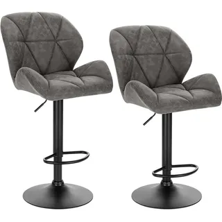 WOLTU 2er-Set Barhocker höhenverstellbar, drehbar, Kunstleder Stahl, Grau - Grau