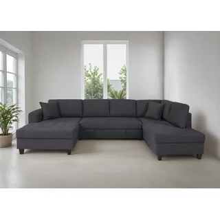 trends by hg Wohnlandschaft Polyester U-Form 3-Sitzer Grau