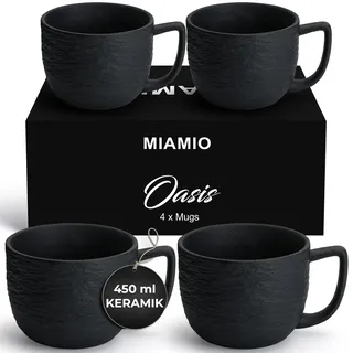 MIAMIO – 450 ml Kaffeetassen / 4er Tassen-Set – Keramik Tasse matt für Kaffee, Latte, Cappuccino und Tee – Oasis Kollektion