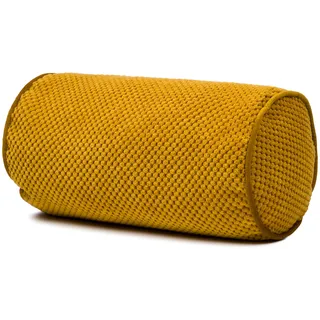 Gözze - Kissenrolle Sven, Nackenrolle in genoppter Optik mit Keder, Dekorative Rolle mit Reißverschluss, 40 x 20 cm - Senf