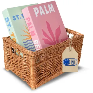 Creative Home Kleine Weidenkorb Aufbewahrungskorb | 30 x 20 x 15 cm +/- 2 cm | Handgeflochten, Haltbar | Korb Geflochten Naturkorb mit Griffen Aufbewahrung | Für Regal, Spielzeug, Werkzeuge, Bad Korb