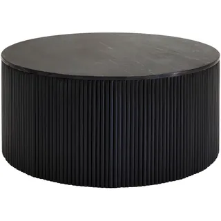 Mid.you Couchtisch , Schwarz , Holz, Stein , Akazie , massiv , rund , Säule , 90x40x90 cm , Wohnzimmer, Wohnzimmertische, Couchtische, Couchtische rund