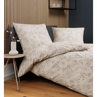 JANINE Bettwäsche Cortina 71003 natur silber 135x200 cm + 80x80 cm