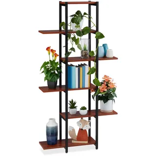 Relaxdays Pflanzenregal , Holzwerkstoff, Metall , 78x150x24 cm , Wohnzimmer, Wohnzimmertische, Blumenständer