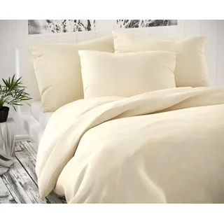 Satinbettwäsche cremefarben, Reißverschluss – 140 x 220, 70 x 90 cm - Beige