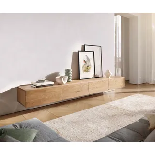 DELIFE Lowboard Wyatt 220 cm Eiche Natur 4 Schübe schwebend - Hellbraun, Braun