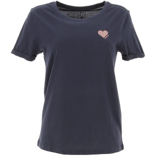 ONLY Damen ONLKITA Life S/S Logo TOP NOOS T-Shirt, Night Sky/Print:Rose Gold Glitter Heart, Large