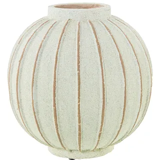 DRW Tischvase aus Keramik mit Streifen in Weiß, 30 x 30 x 30 cm