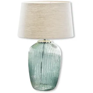 LOBERON Tischlampe Fenis, creme/grün | Zeitlose Eleganz, Sehr hochwertige Materialien, Großzügige Lichtabgabe
