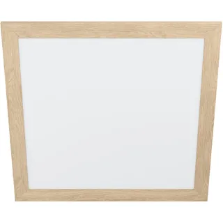 EGLO LED Panel Piglionasso mit Holz Deko-Rahmen, Deckenlampe Holz in Hell-Braun, Küchenlampe, Bürolampe, LED Flurlampe Decke neutralweiß, L x B 64,5 cm