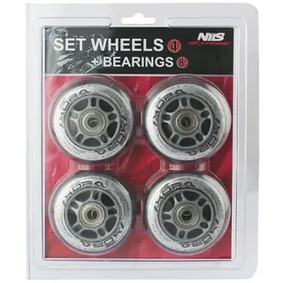 Nils Extreme Set Inline-Rollen mit Kugellagern 70 x 24 mm Transparente, robuste PolyurethanRollen mit ABEC 7 Kugellagern für Skates - Transparent