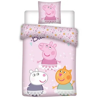 Peppa Pig Bettwäsche Set Rosa 140 x 200 cm + 65 x 65 cm