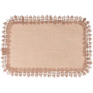 Tischset rechteckig beige 45 x 30 cm aus Jute, bestickter Rand